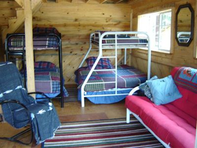 Peek into the sleeping area with the bunkbeds