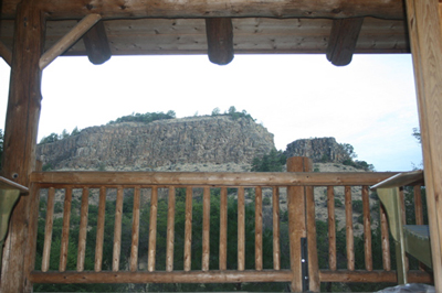 Standing on the upper Lodge deck view of the White River gorge